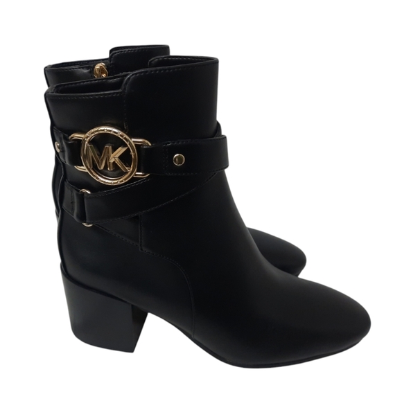 NEW Michael Kors Rory Leather Black Ankle Boots Size 6 - Picture 1 of 12
